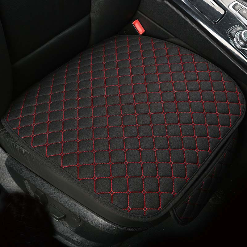 Funda de lino para asiento de coche, Protector de cojín delantero y  trasero, color negro/rojo/