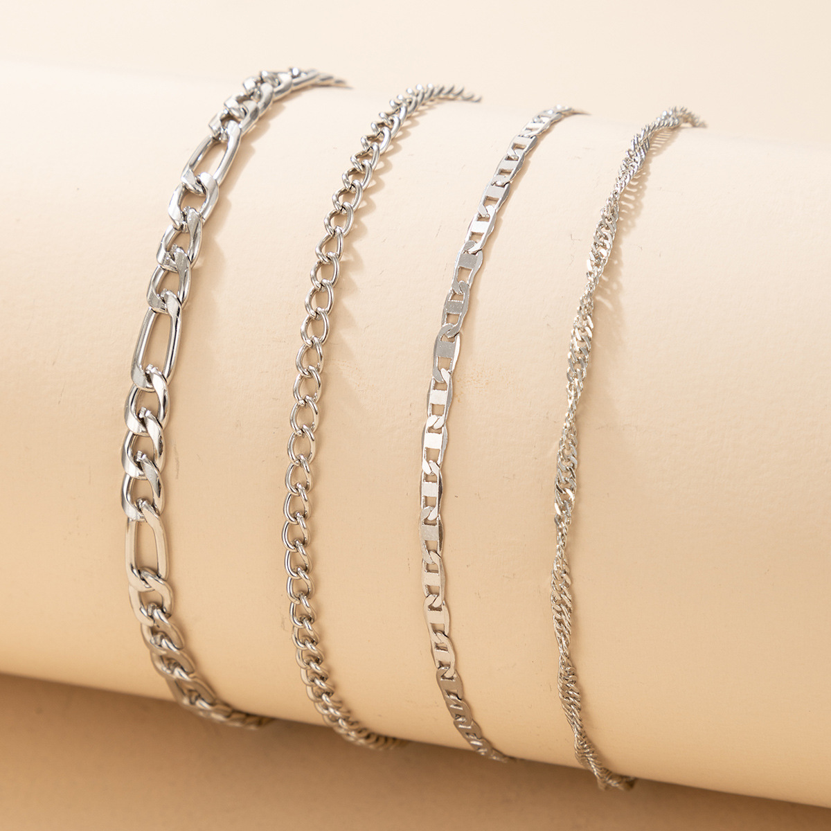 TEMU 4pcs Set, Fashionable And Simple Multi-layered Stackable Chain Anklets