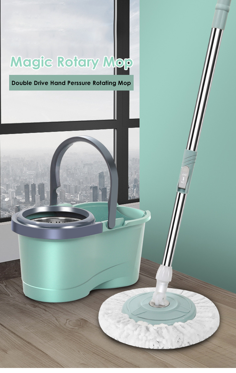 Fregona giratoria Auto torsión de agua de doble accionamiento cubo de  fregona con rociador de agua para el hogar manos libres lavado perezoso