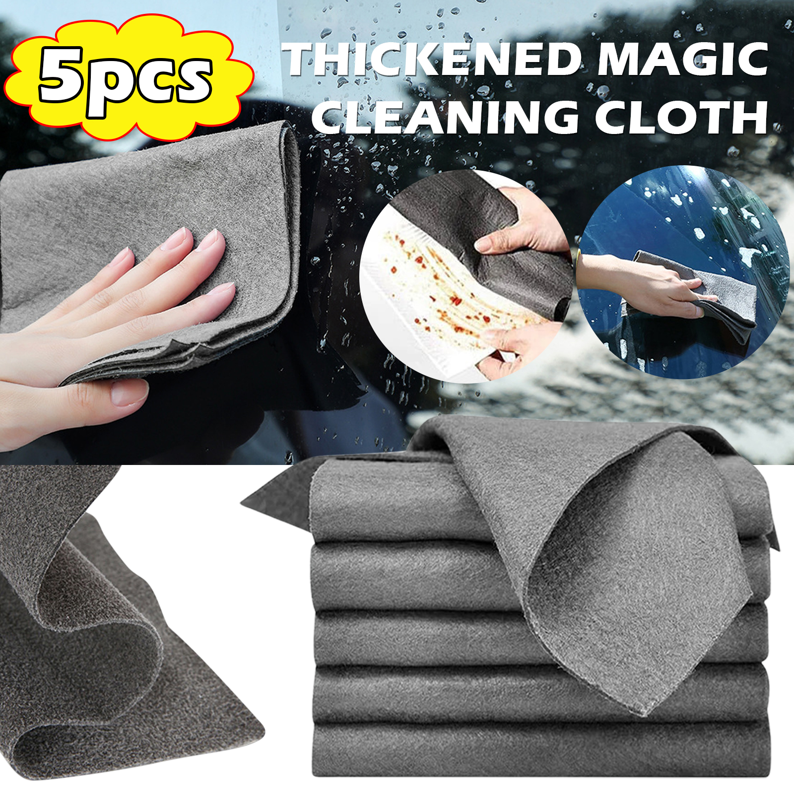 5Pcs Thickened Magic Cleaning Cloth No Watermark Glass Wiping Cloth  Reusable Window Glass Cleaning Cloth rag Kitchen Towel