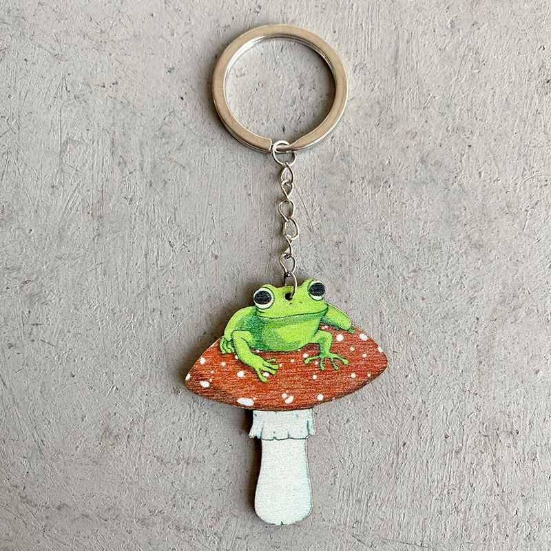 2d Frog Moon Keychain Animal Acrylic Key Chain Ring Purse - Temu