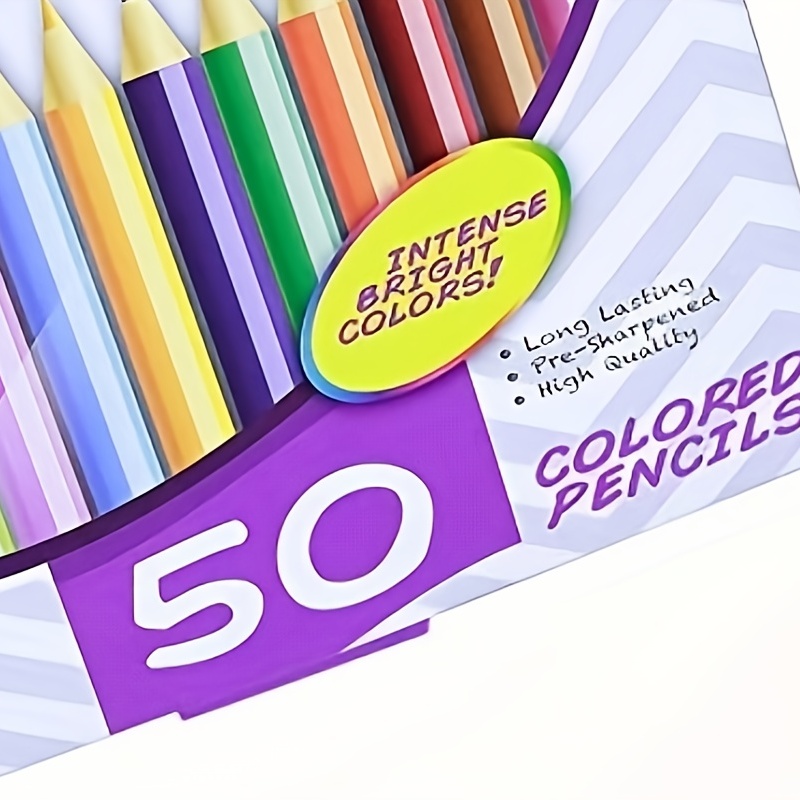 50 crayons de couleur, Crayons de couleur enfants, Ensemble de crayons, Couleurs