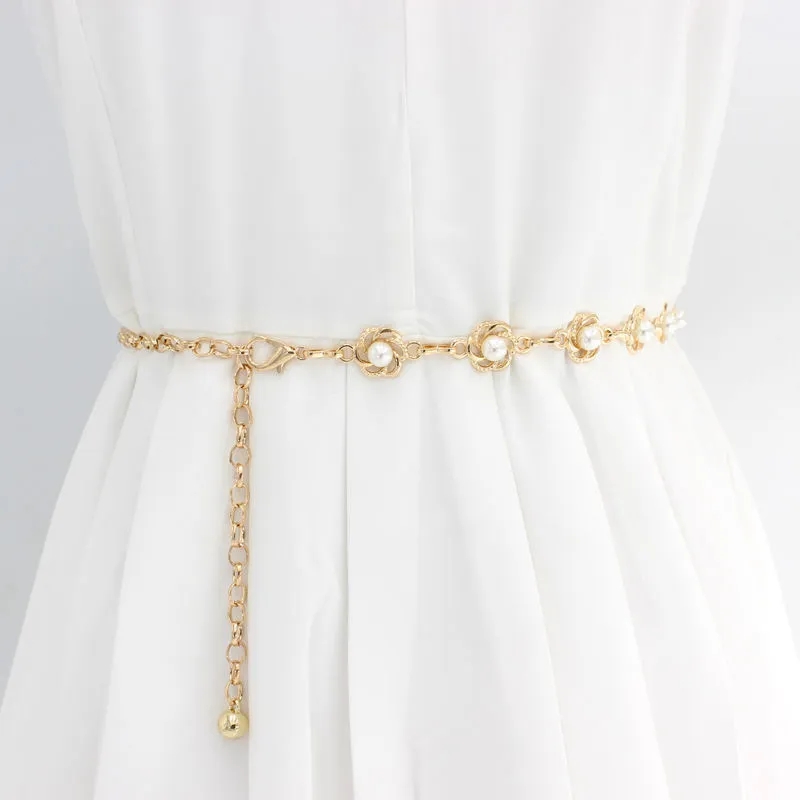 Waist Belt Women's Decorative Dress Skirt Metal Thin Belt