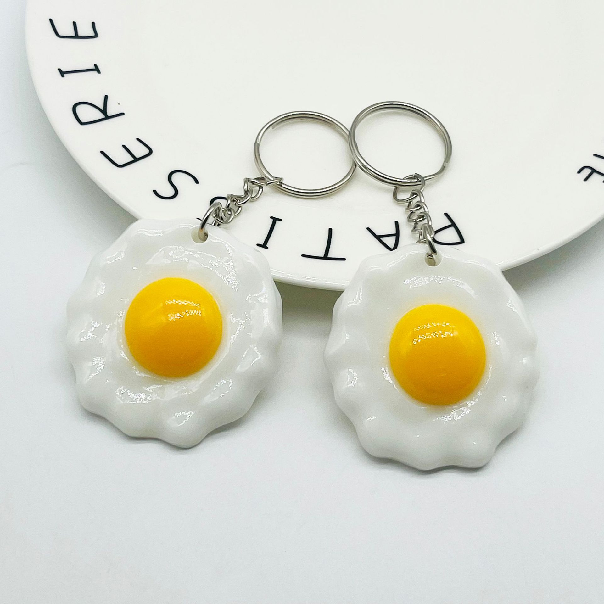 Simulated Fried Egg Key Chain 3d Fried Egg Key Chain Bag Pendant