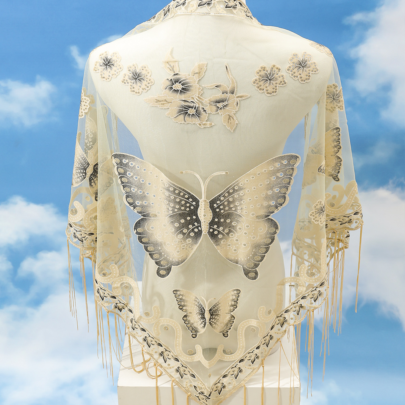 Hollow Out Butterfly Round Flower Scarf Buckle T shirt - Temu