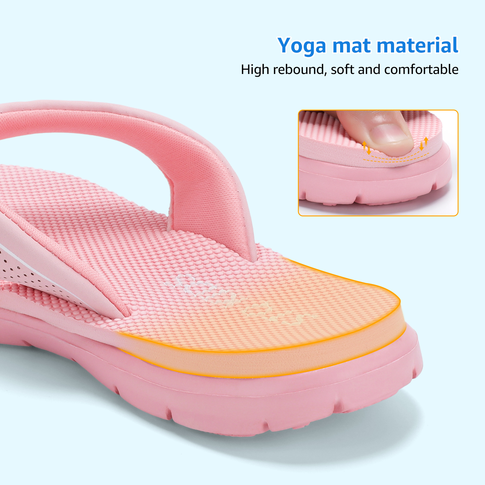 STQ Flip Flops for Women Beach, Comfortable Yoga Mat Summer Thong