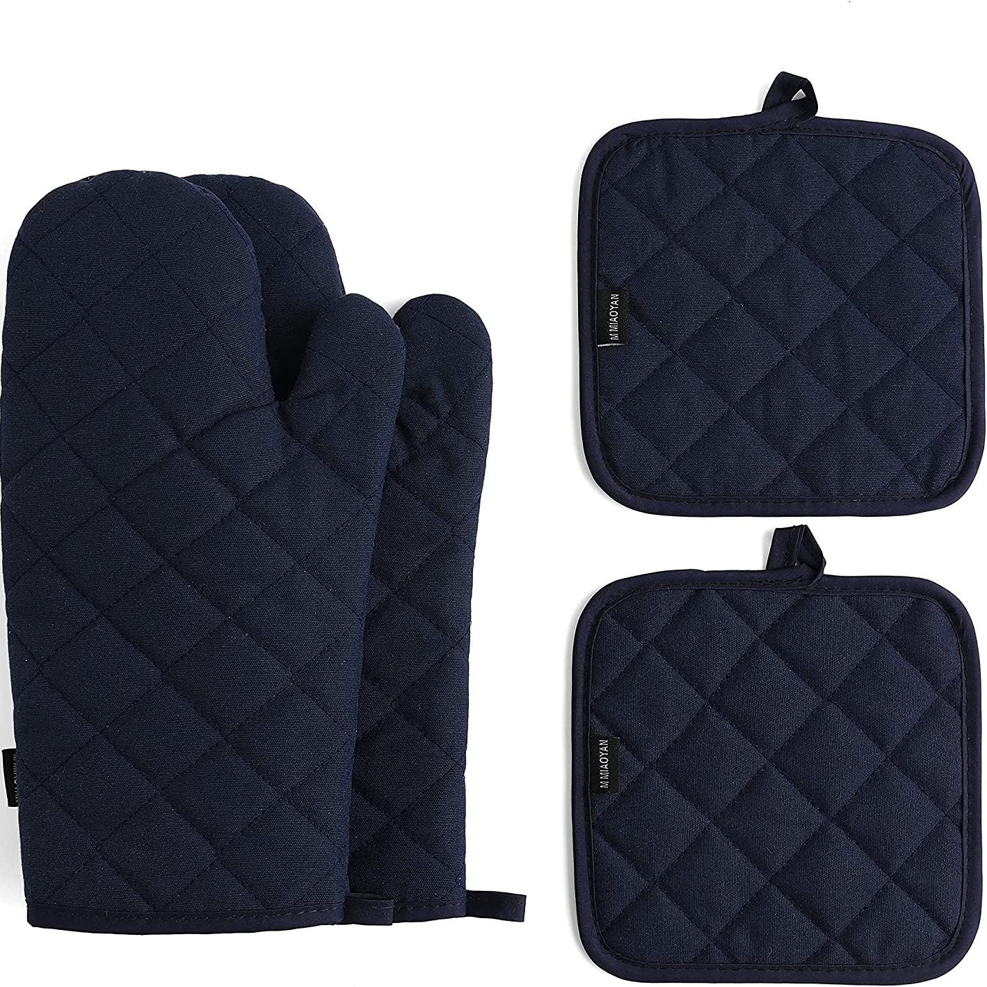 Set of 2 Cotton Pot Holders Flame Heat Protection Big Oven Mitts 8 x 9  Blue, 1 unit - Harris Teeter