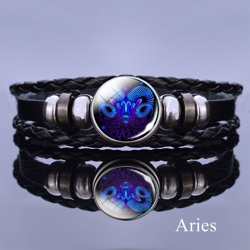 12 Constellation Luminous Bracelet, Unisex Layered Woven