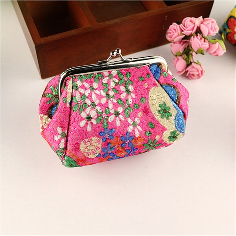 Image of Lady Embroidered Cloth Coin Purse Hand Coin Bag Key Bag Card Bag