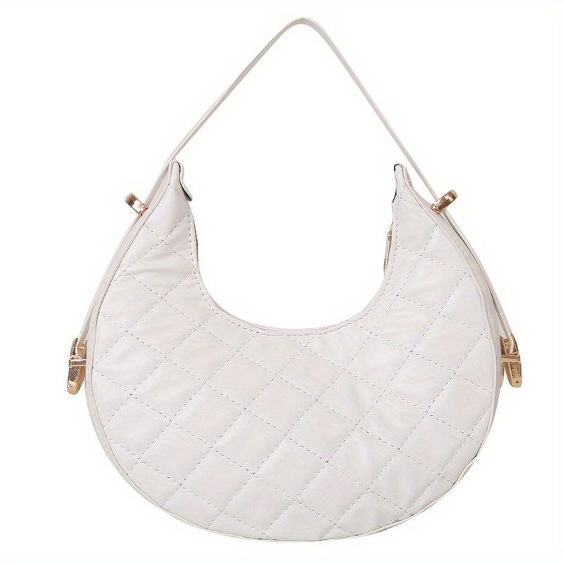 Argyle Quilted Hobo Bag, Fashion Pu Leather Handbag, Women's Small Crescent  Purse - Temu