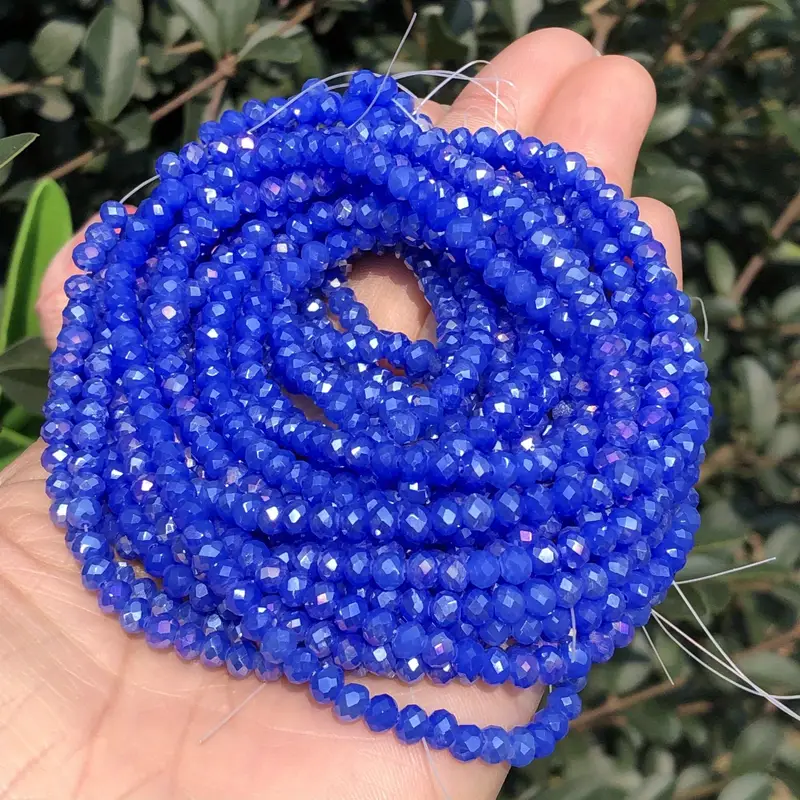 115pcs Crystal Beads With 4mm Glass Beads, Faceted Abacus Ceramic Spacers,  For Jewelry Making, Diy Craft, Necklace, Earrings, Bracelet (royal Blue)