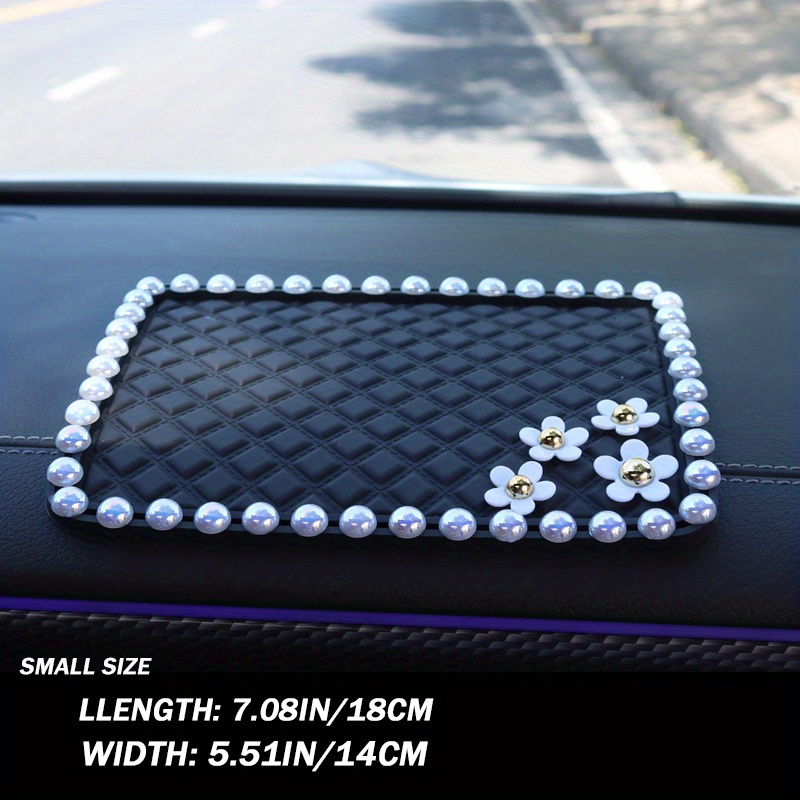 Car Anti-Slip Sticky Gel Pad, Bling Camellia Decoration Car Dashboard Mat  Adhesive Gripping Pad For Cell Phones, Sunglasses, Keys, Coins, Non-Slip Mat