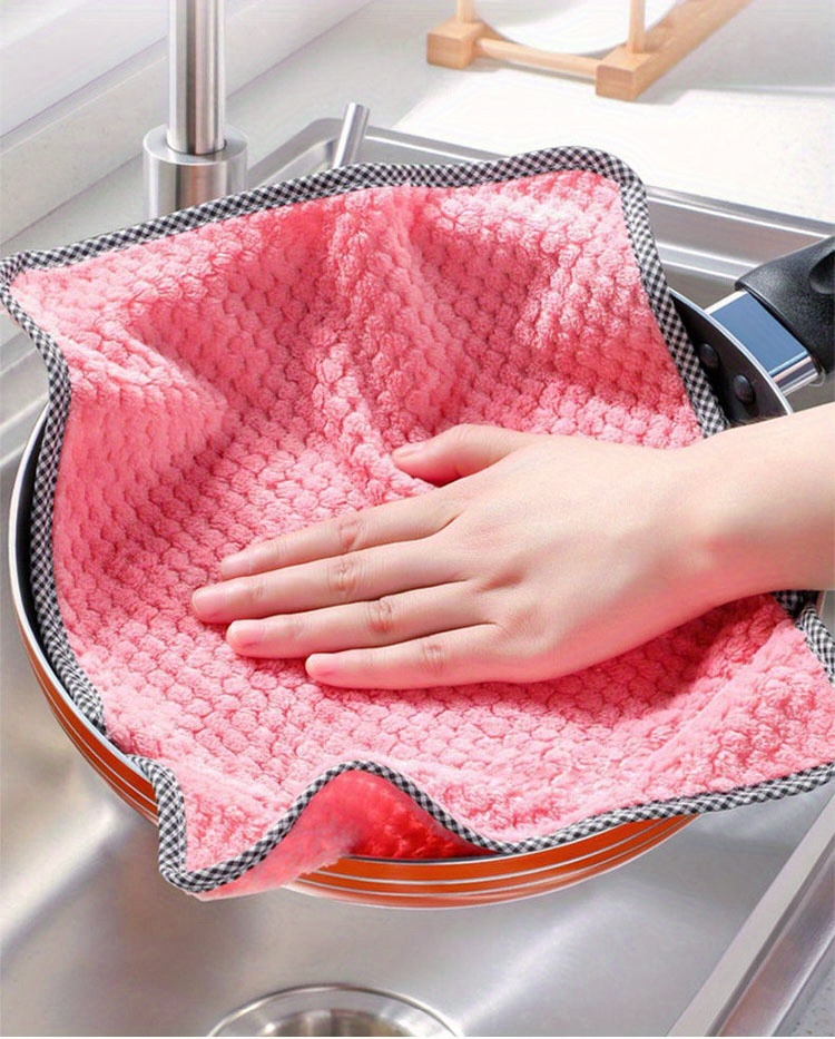 6pcs Serging Water Ripple Dishwashing Cloth, Kitchen Cleaning Rag, Oil-free  And Thick Tablecloth, Multifunctional Absorbent Dishcloth