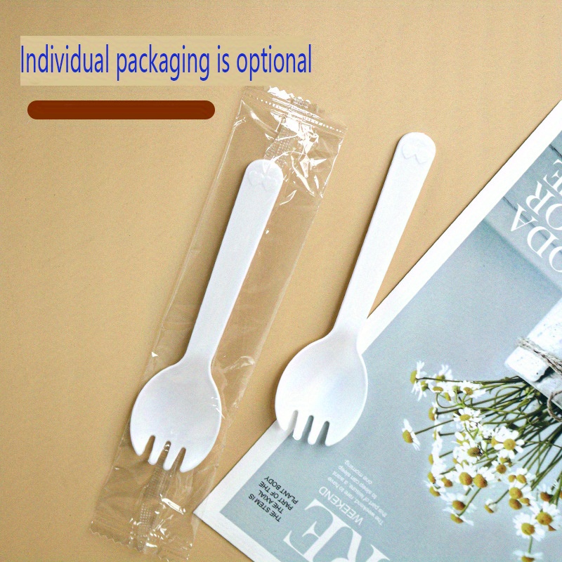 Clear Disposable Plastic Mini Flatware Set - Dessert Spoons and
