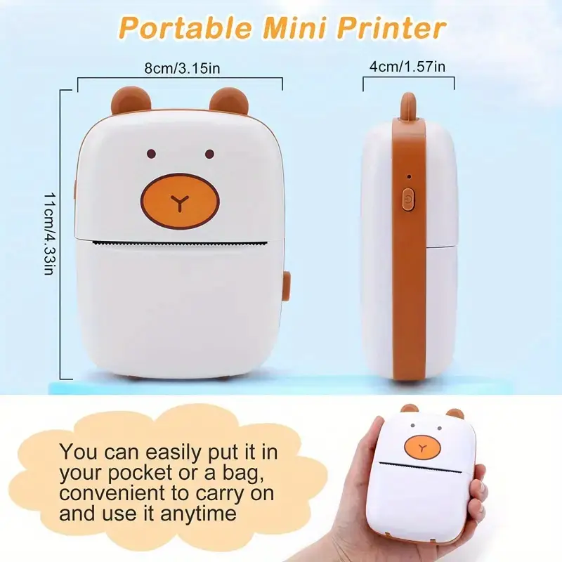 mini printer for iphone and android wireless mini photo printer label printer portable bt mini thermal printer for printing label journal study note compatible with ios android details 6