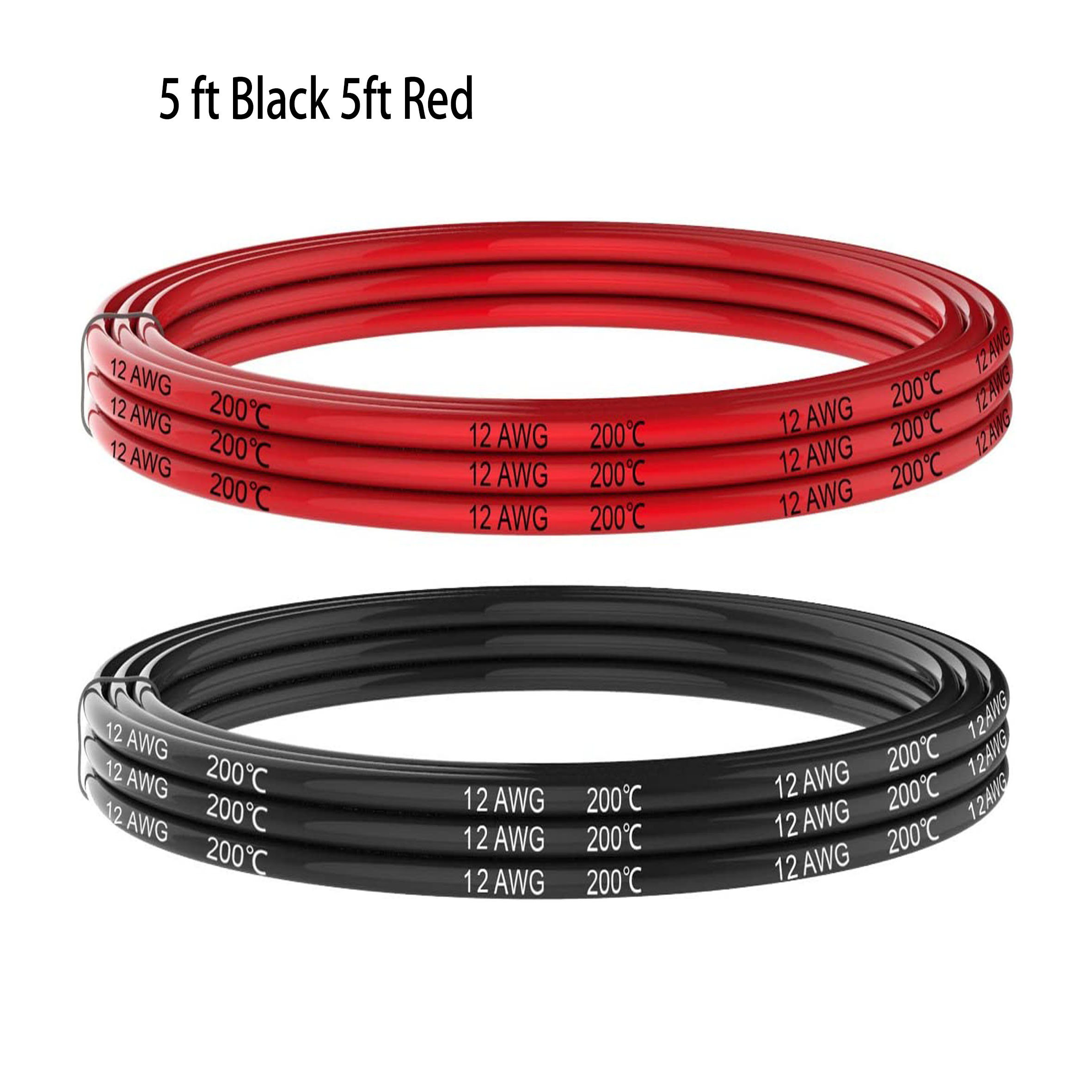 8 GAUGE Stranded Copper Wire 5 FT Red and 5 FT Black Flexible Silicone  Rubber 8 AWG wire (5 Feet)