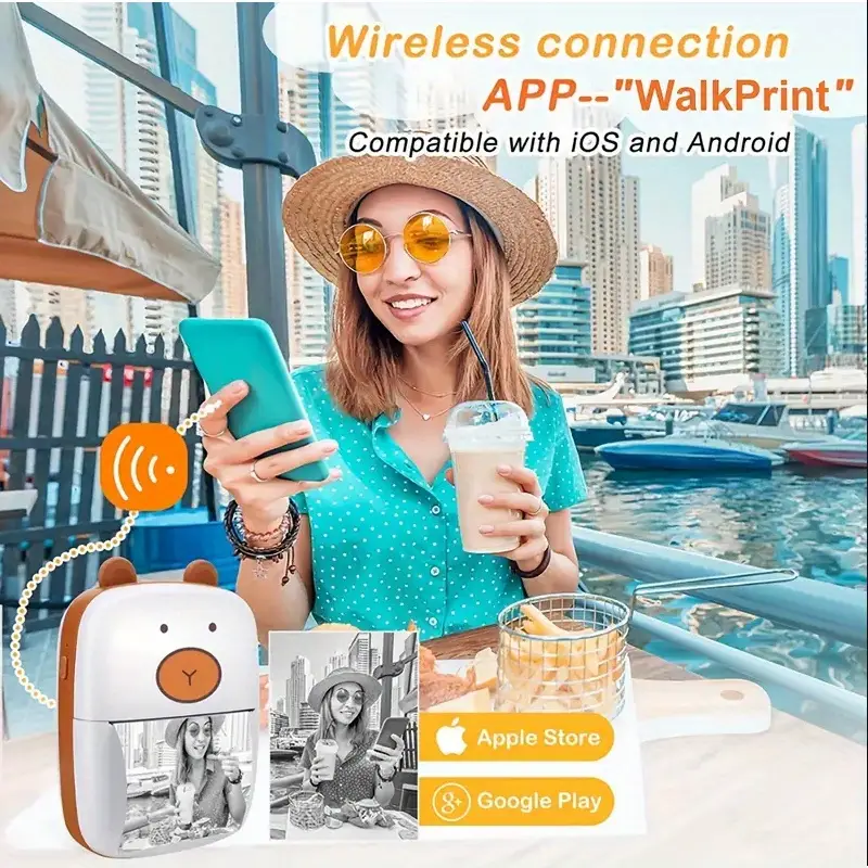 mini printer for iphone and android wireless mini photo printer label printer portable bt mini thermal printer for printing label journal study note compatible with ios android details 1