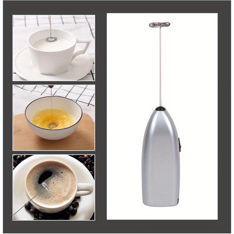 1pc Stainless Steel Handheld Electric Milk Frother Whisk Cappuccino Maker,  Easy To Operate With 5 Battery (not Included)