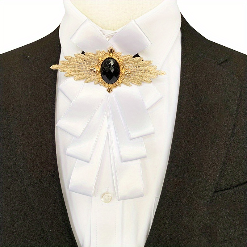 Satin Necktie Jeweled British Layer Bow Necktie