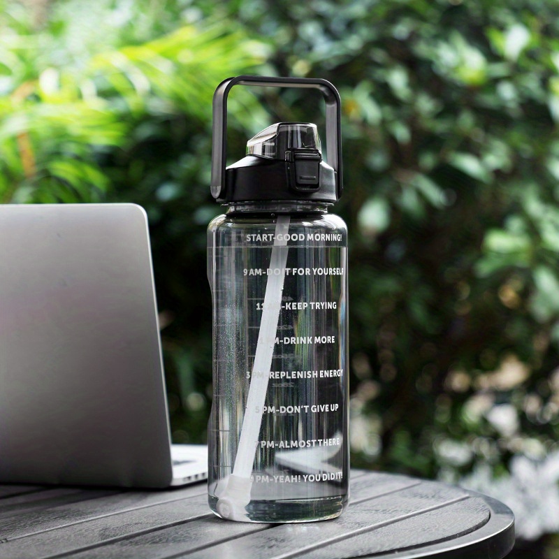 Cute Ombre Color Motivational Water Bottle with Straw, Stickers & Leakproof  Design - Perfect for Office, School, Gym & Workout!