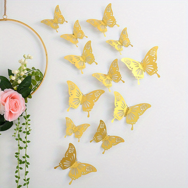 12pcs 3D Simulation Butterfly Sticker Home Decoration Refrigerator Wall  Stickers Wedding Party Decoration Fake Butterfly