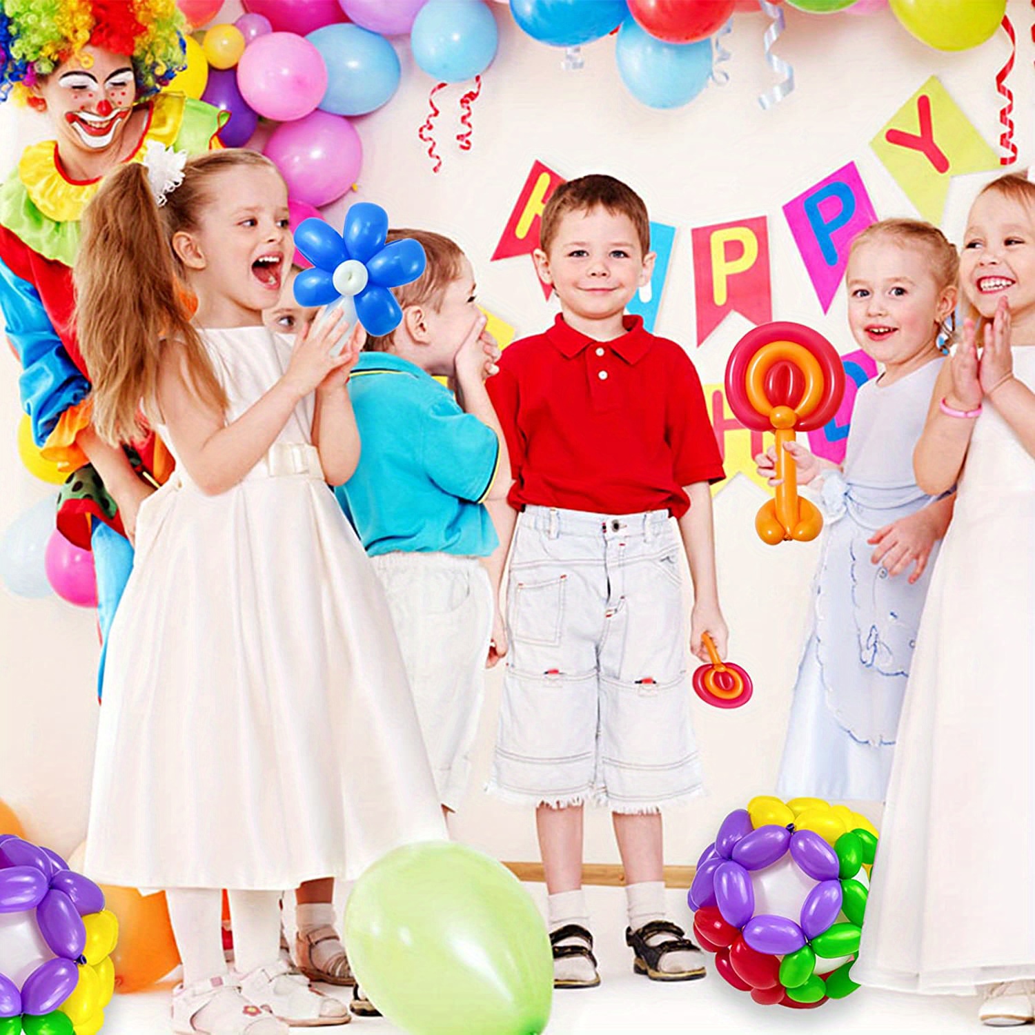 QPEY - 260 globos largos, 100 globos de látex torcidos con bomba, globos  mágicos para decoración de cumpleaños de animales, bodas, fiestas (al azar)