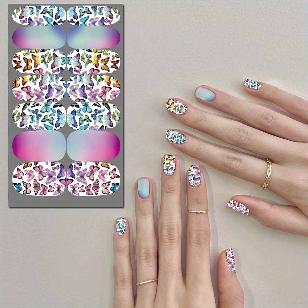 Butterfly Nail Polish Strips Long lasting Nail Wraps Easy Temu