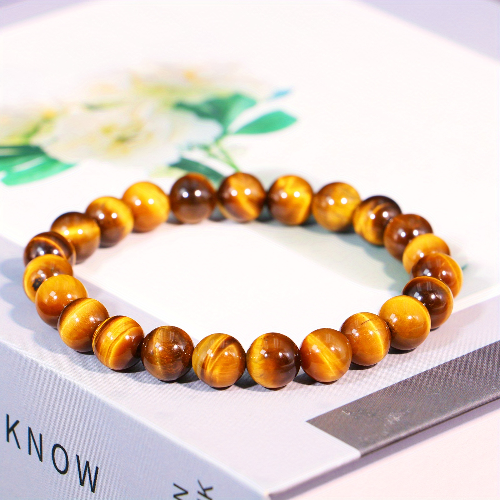 8mm Natural Stone Matte Beaded Bracelet For Men & Women, Matte Howlite  Tiger Eye Stone Beaded Stretchable Bracelet For Yoga, Provides Healing  Energy