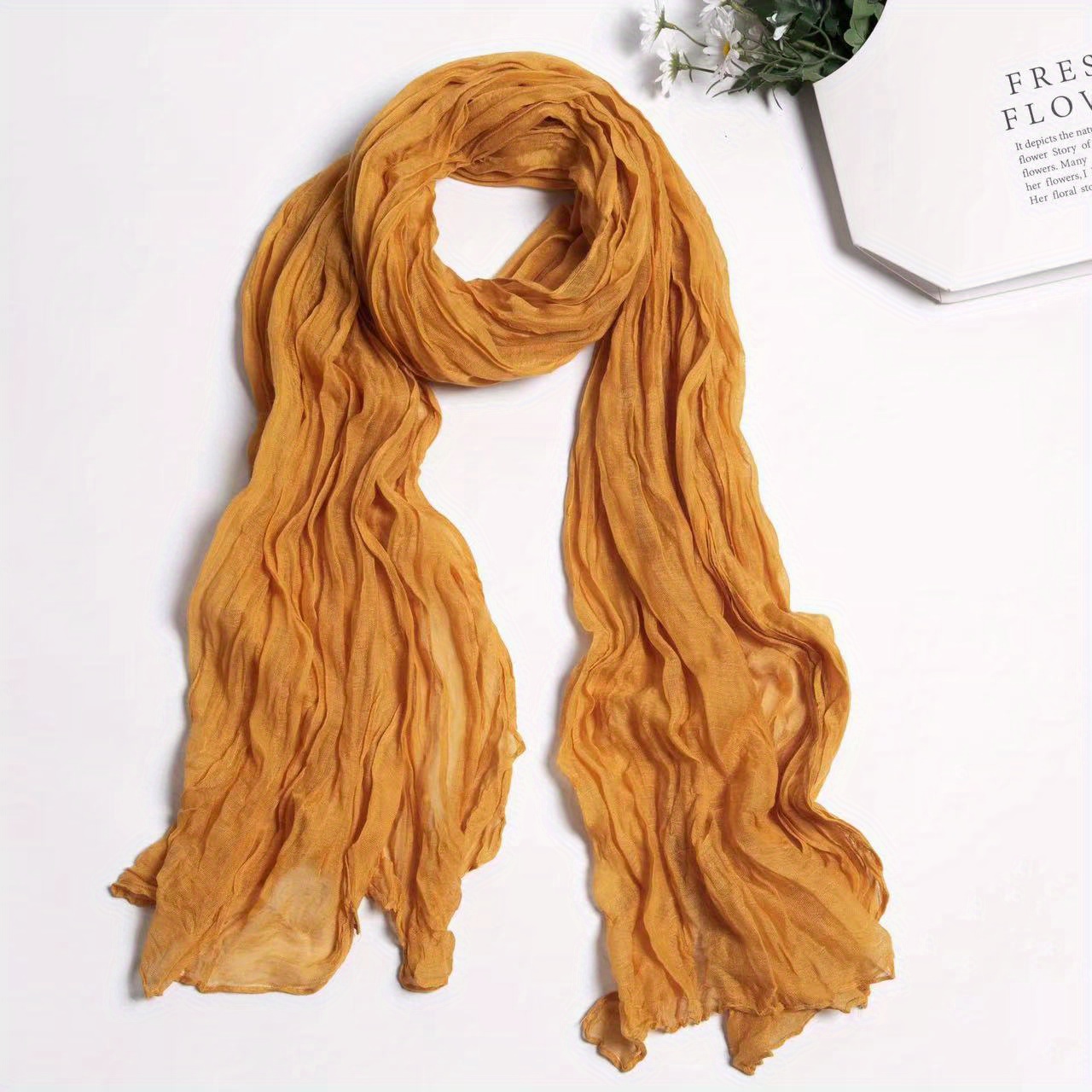 Crinkle Versatile Scarf Shawl, Twisted Crinkle Scarf, Dirty Dye Women's Scarf