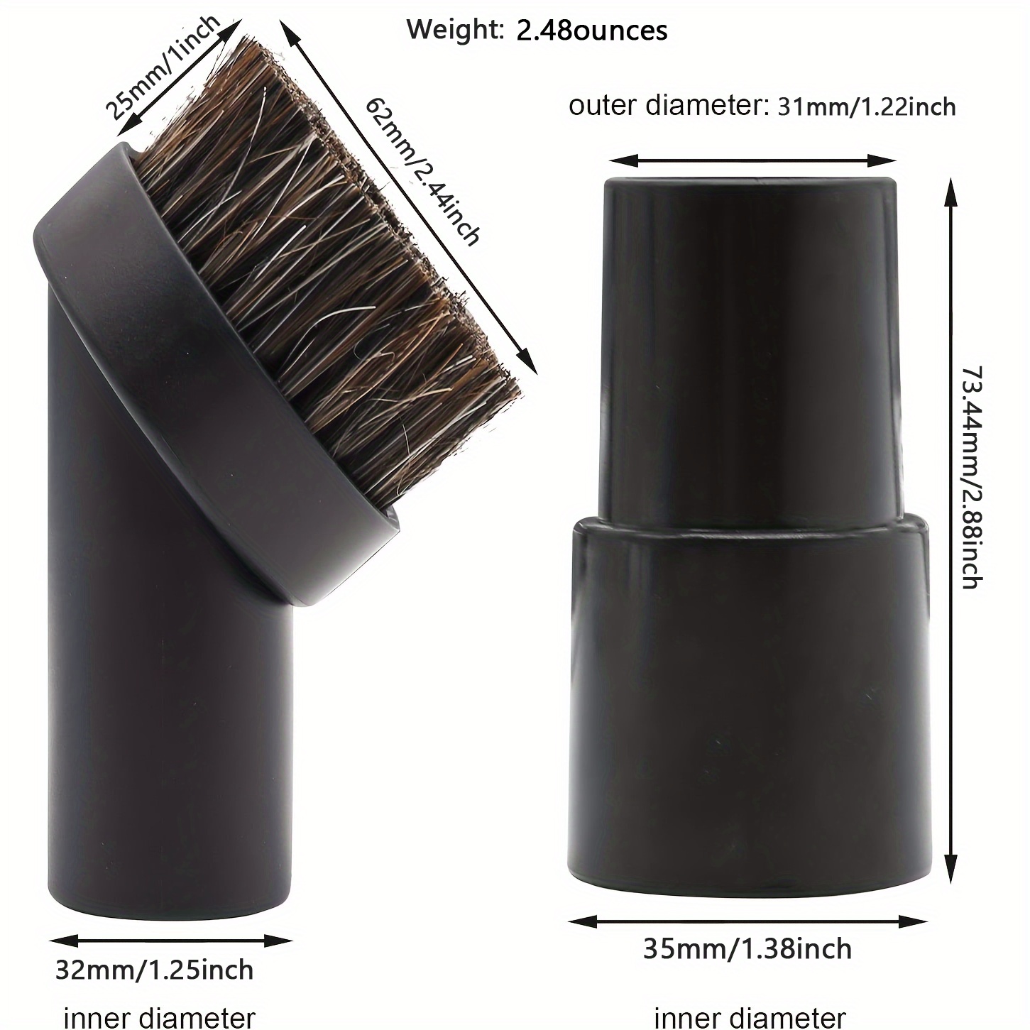 Set 4-Piece 32mm/ Dia Vacuum Brush Horsehair Brush- Hair 