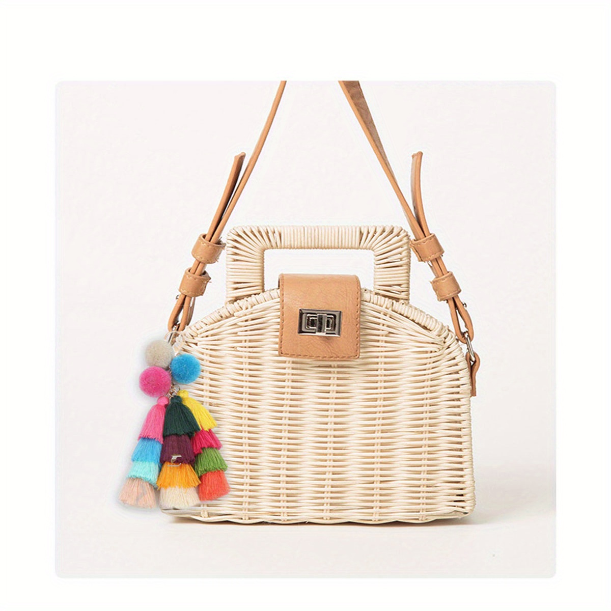 Random 1pc Hand-woven Pom-pom Rainbow Tassel