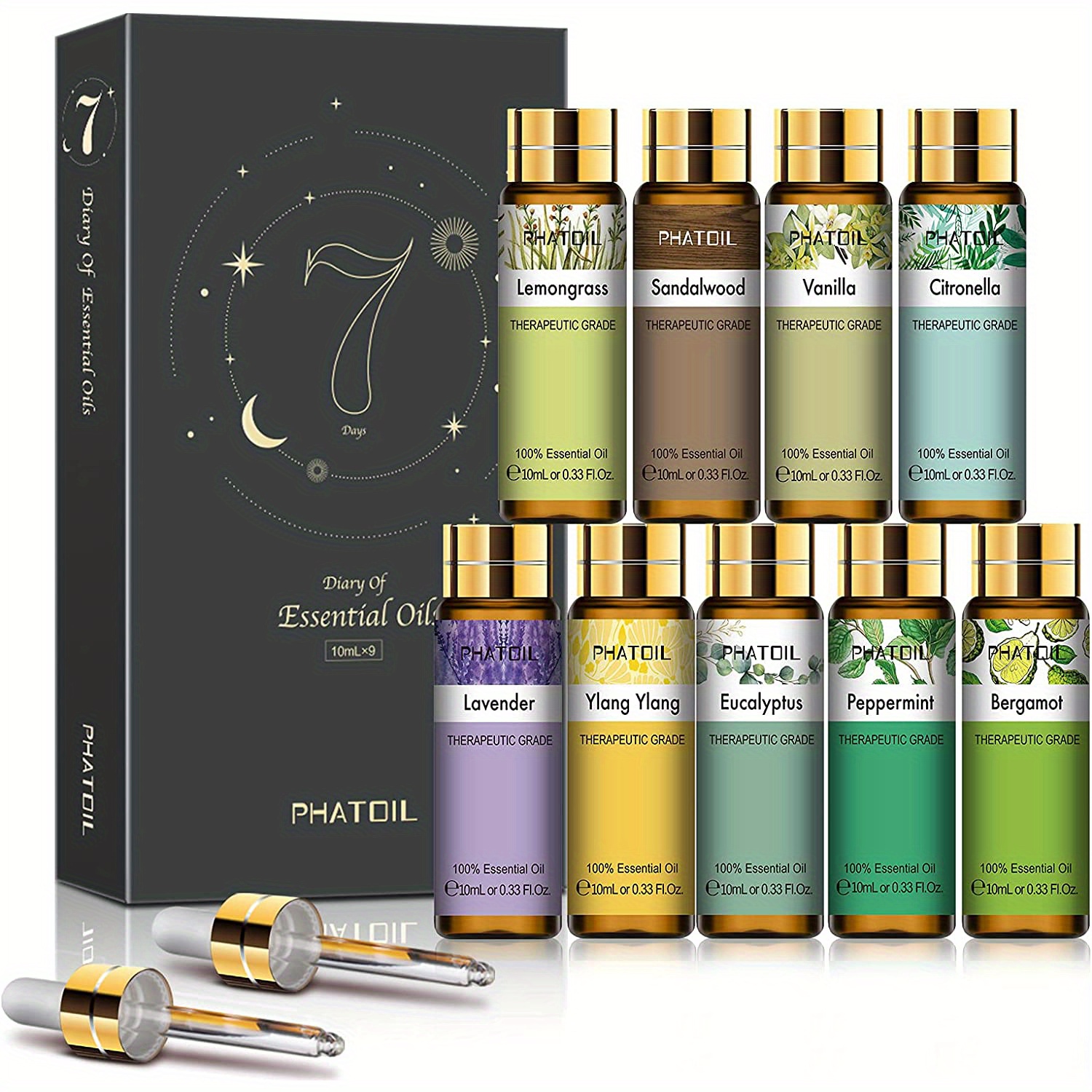 Far East Set of 6 Premium Grade Fragrance Oils - Ylang Ylang, Green Tea, Lotus Blossom, Orchid, Bamboo, Peony
