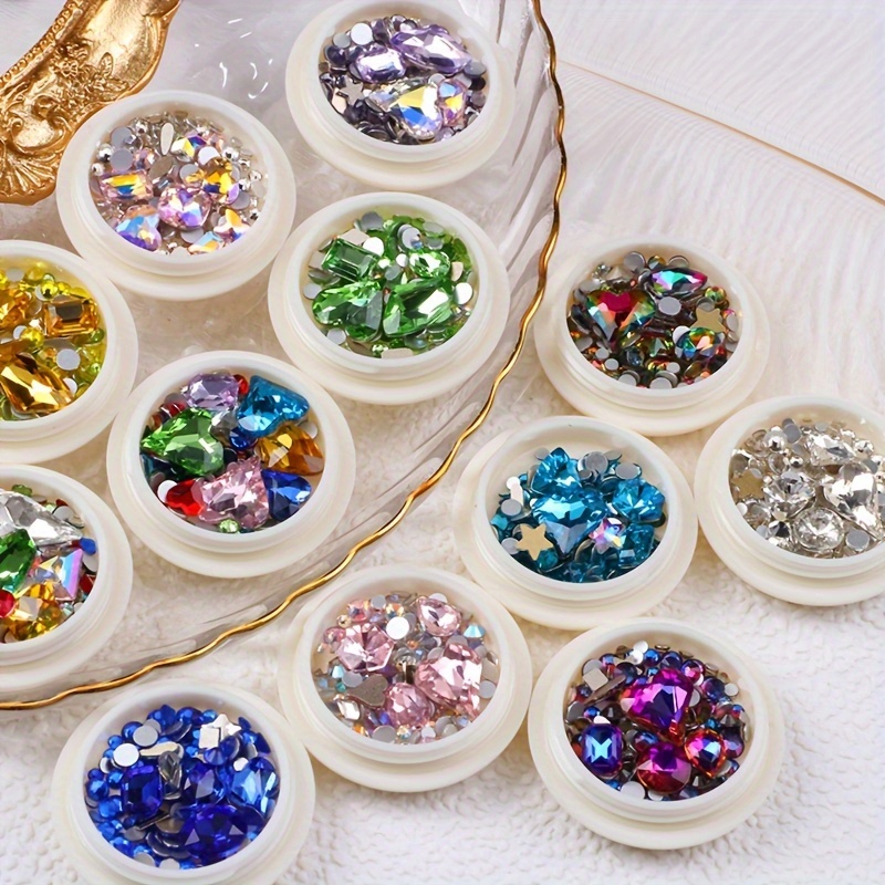 12 Grids Colorful Crystal Nail Art Rhinestones Acrylic Nail Stones Beads  Studs Flat Back Glitter Tips 3D Nails Art Decorations - Price history &  Review, AliExpress Seller - Lady Makeup Store Store