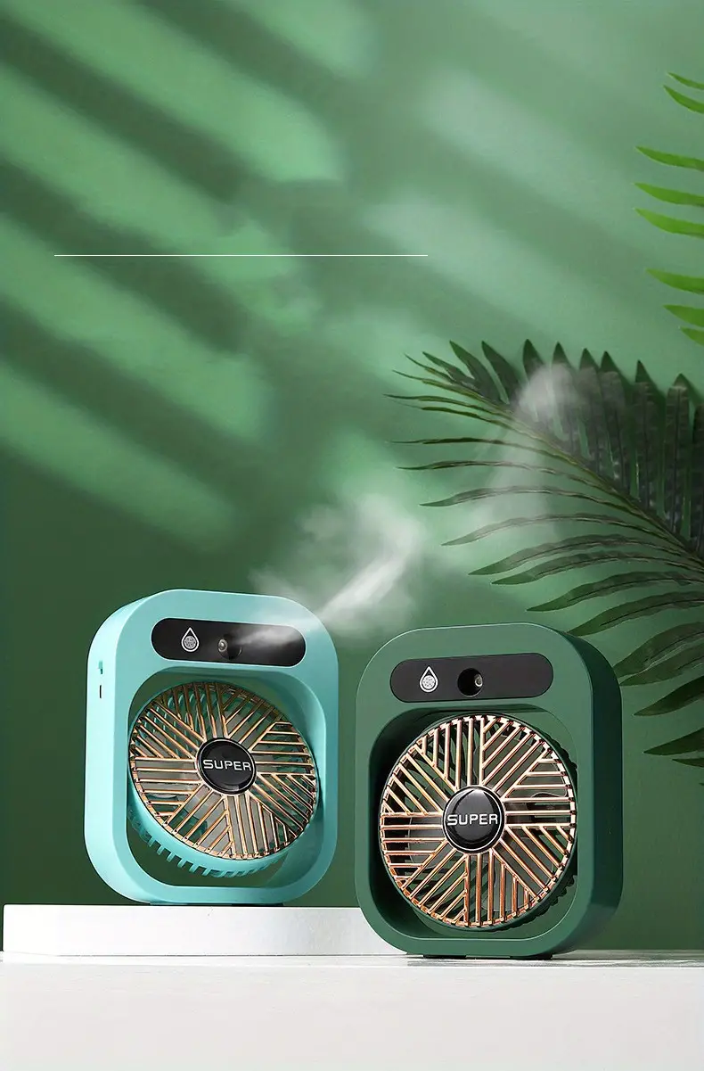 1pc new ice fog air conditioner small fan desktop humidification spray water replenishing electric wind charging usb three speed water cold fan details 9