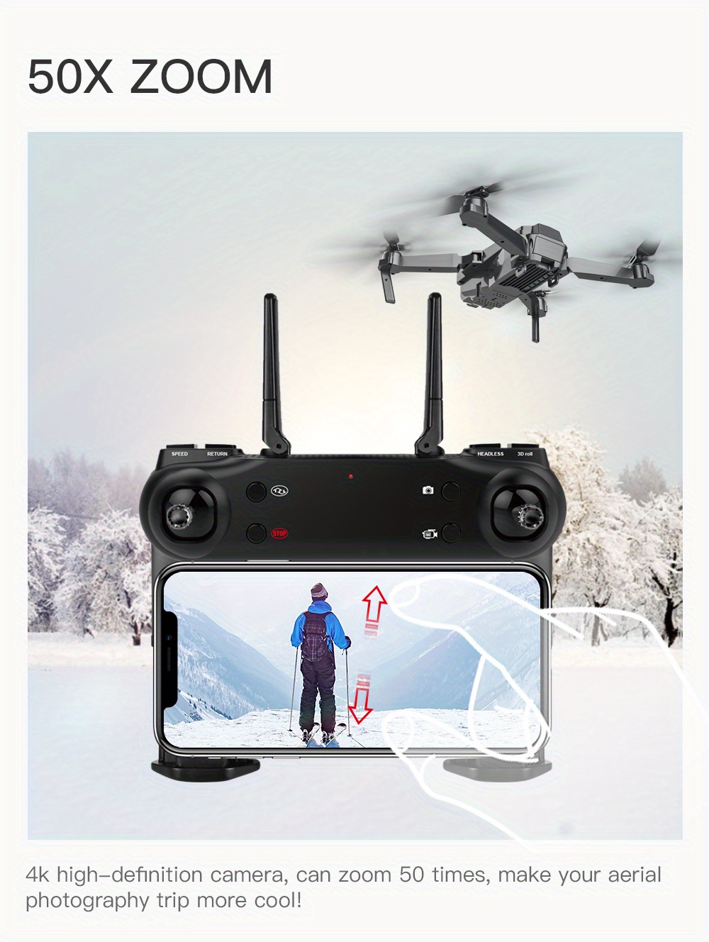 high definition camera drone with stable altitude hold gesture taking photos and videos easy control smart follow smooth surrounding flight long battery life details 7