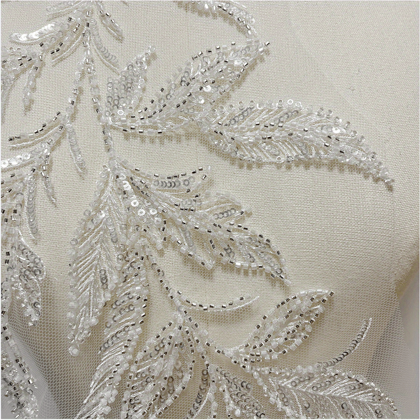 1 Piece Gold Floral Patches Appliques Wedding Dresses Costumes Beaded Patch  Sequined Sewing Crafting Applique Handcrafted