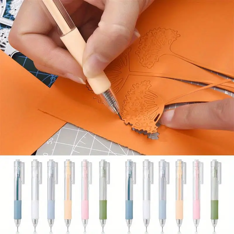 MINM Color Handle Carving Utility Pen Knife DIY Student Non Slip Craft  Paper Cutter Cutting Supplies Tools 