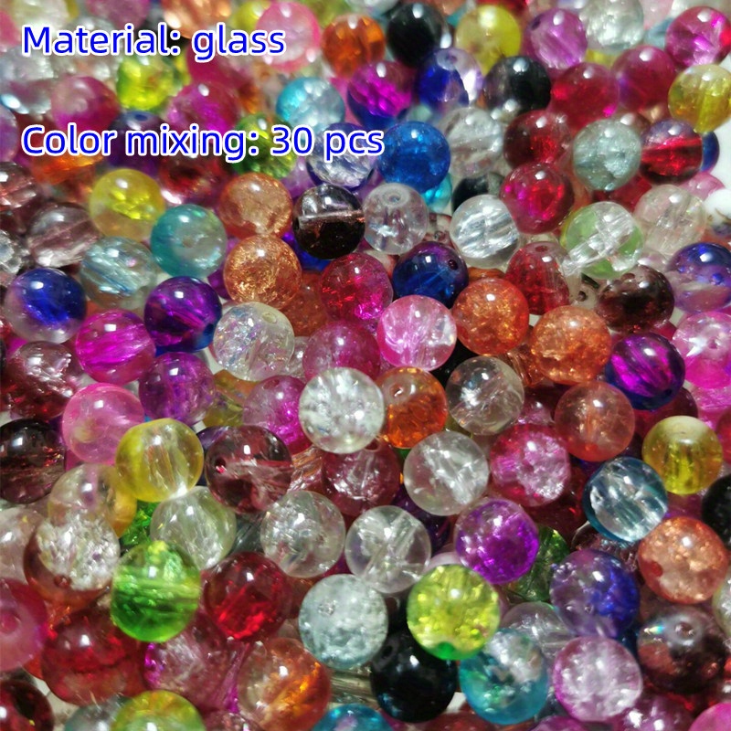 100pcs Crackle Glass Beads 8mm Crystal Glass Beads for Jewelry Making Round  Spacer Beads Glass Crafts Beads Bulk Beads for Necklace Bracelet Earrings