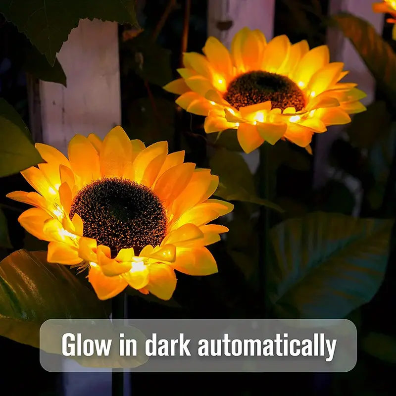 2pcs Solar Garden Lights Solar Lights Outdoor Waterproof Automatic Charging Sunflower Solar Simulation Flower Lights Garden Solar Lights Decorative For Courtyards Backyards And Lawn 29 5 x5 9