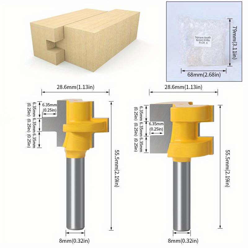 2 Pezzi Square Teeth T shape Woodworking Milling Cutter Set - Temu Italy