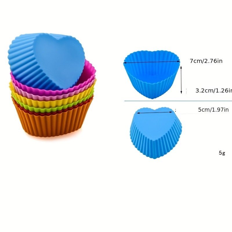 Cupcake Mold Baking Silicone Cup Heart Star Rose Round Shape