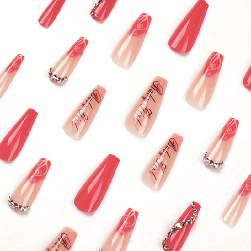 Y2k Square Press On Nails Long Coffin Fake Nails Set Temu