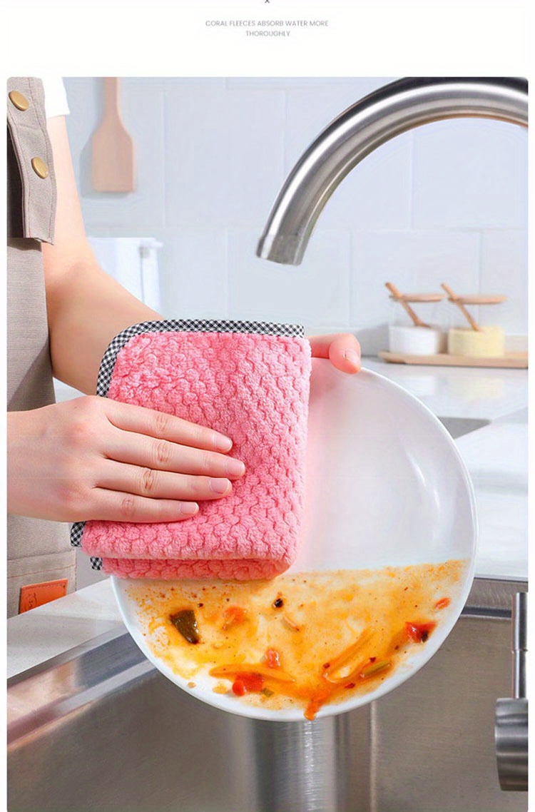 Thick Wavy Dish Cloth Rag Household Cleaning Kitchen Oil And Water  Absorption Is Not Easy To Shed Hair Housework Cleaning - AliExpress