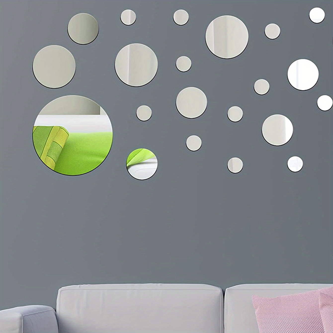 26x Acrylic Mirror Wall Sticker Round Multi-piece Decal DIY Background Decor  Art
