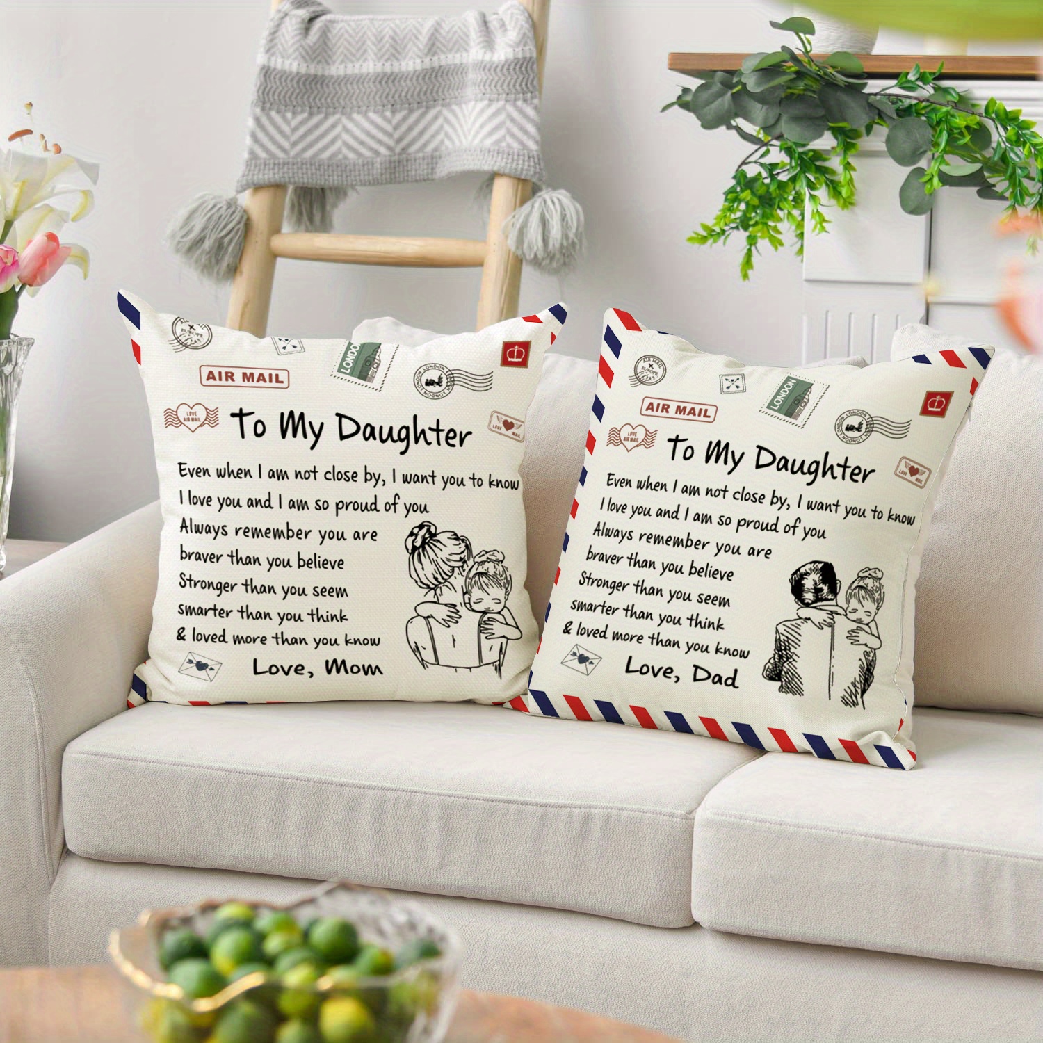 1 Funda De Almohada Con Estampado De Letras Y Lino Para El Hogar