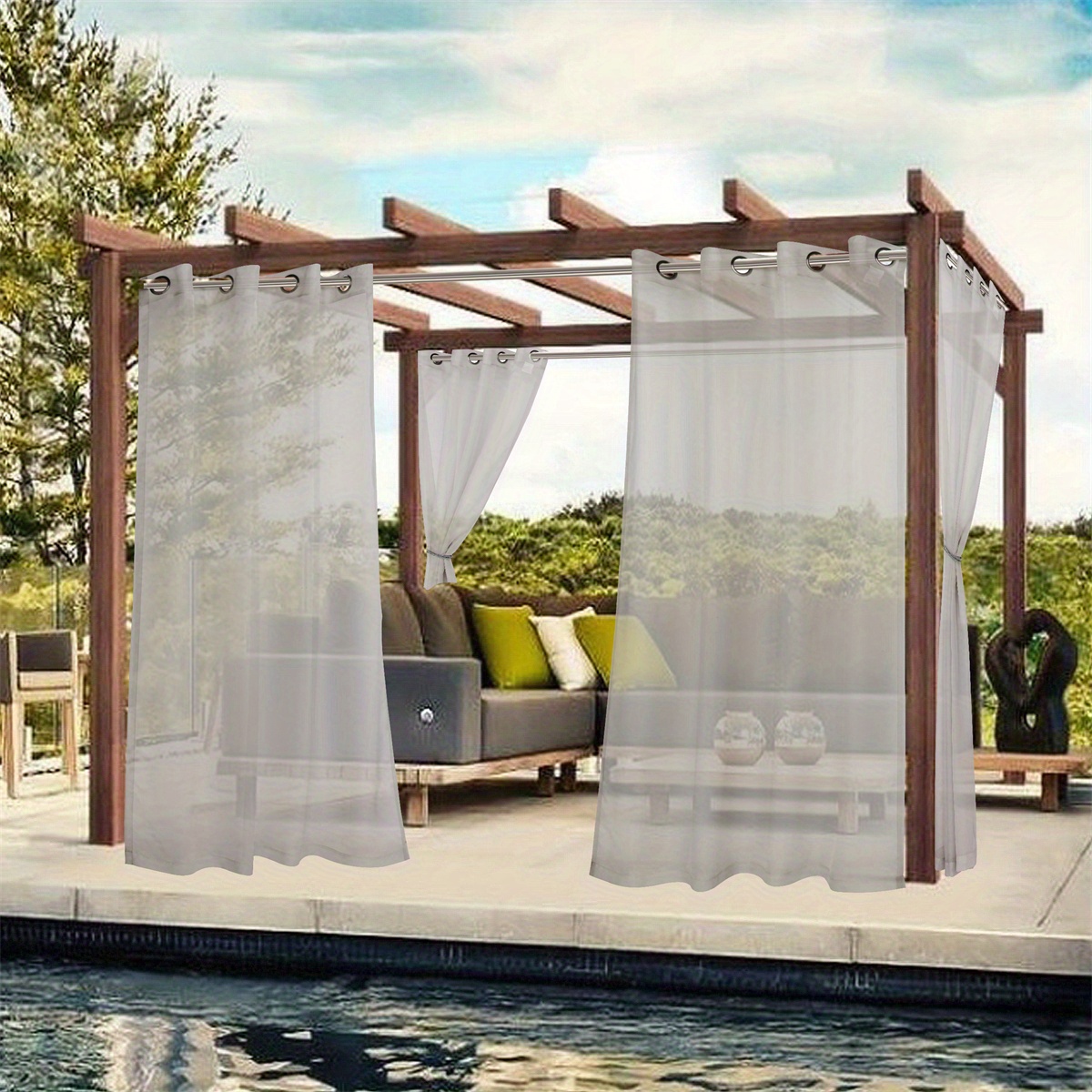 AGLZWY Cortinas Gazebo impermeables, cubierta transparente para pérgola  para porche de pabellón, perforadas y personalizables (Color :  Transparente