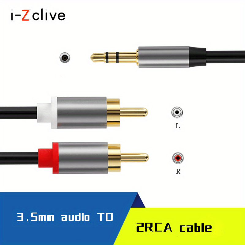 RCA Male To 3.5mm Male Cable,3.5mm To 2-RCA Cable,RCA Male To Aux Audio  Adapter HiFi Sound Headphone Jack Adapter Metal Shell RCA Y Splitter RCA  Auxil