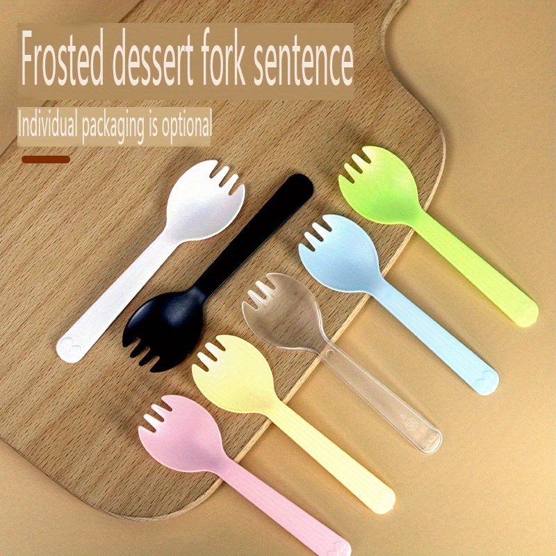 Clear Disposable Plastic Mini Flatware Set - Dessert Spoons and