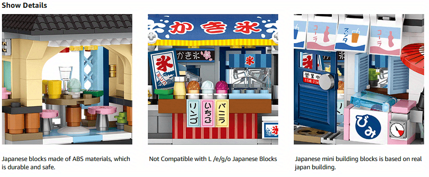Fun4kid Vue de la Rue Japonaise Boutique Izakaya Mini Blocs Construction,  Jouet de Construction Japonais créatif 789 pièces Simulation d'architecture  (Non Compatible Les Blocs Japonais Lego : : Jeux et Jouets