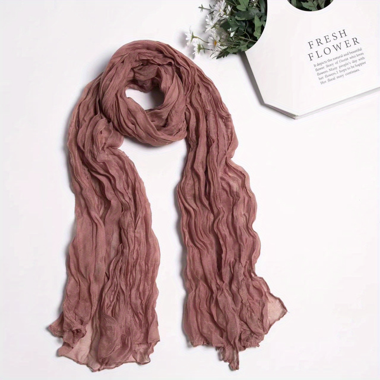 Crinkle Versatile Scarf Shawl, Twisted Crinkle Scarf, Dirty Dye Women's Scarf